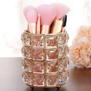 Metal Makeup Brush Storage Holder Test Tube Eyebrow Pencil Organizer Bead Crystal Jar Jewelry Diamond Cosmetics