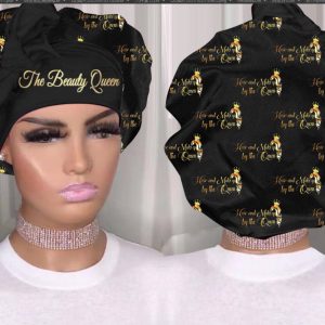 QUEEN Silk Bonnet for Sleeping Women Satin Bonnet Hair Bonnet Night Sleep Cap Scarf wrap for Curly Hair with Tie Band